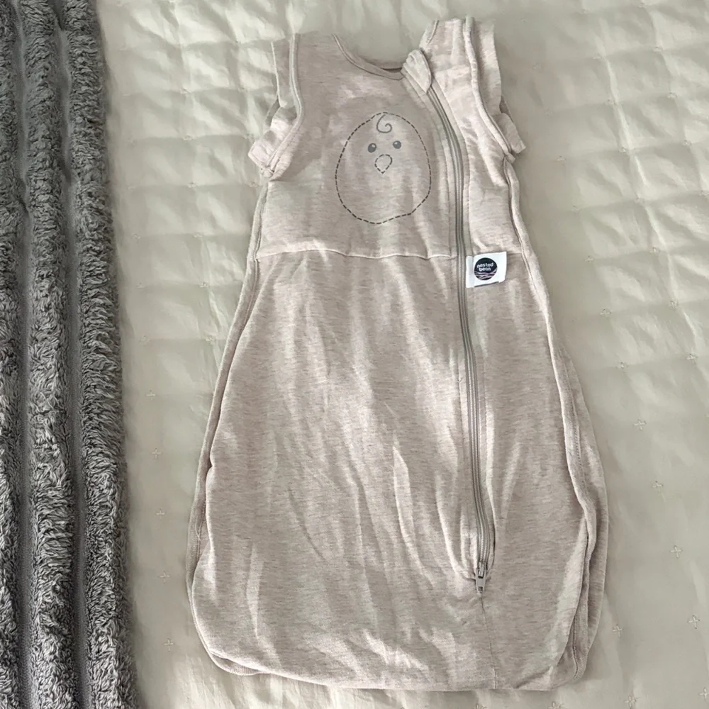 Nested Bean Neutral Beige Sleeveless Sleep Sack with Chick Embroidery